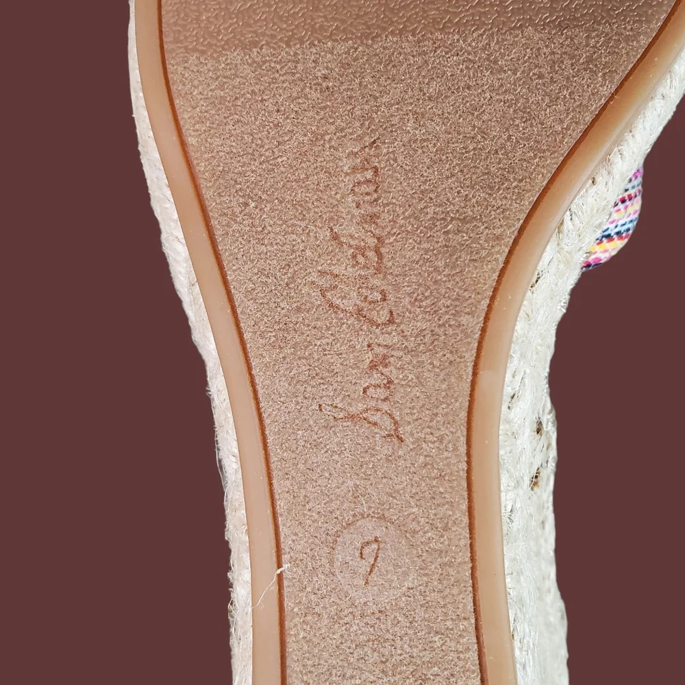 Sam Edelman Patsy Woven Multicolor Ankle Tie Wedge Espadrille Shoes Size 7